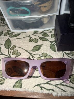Urban Outfitters Lavender Rectangular Sunglasses with Brown Lenses
